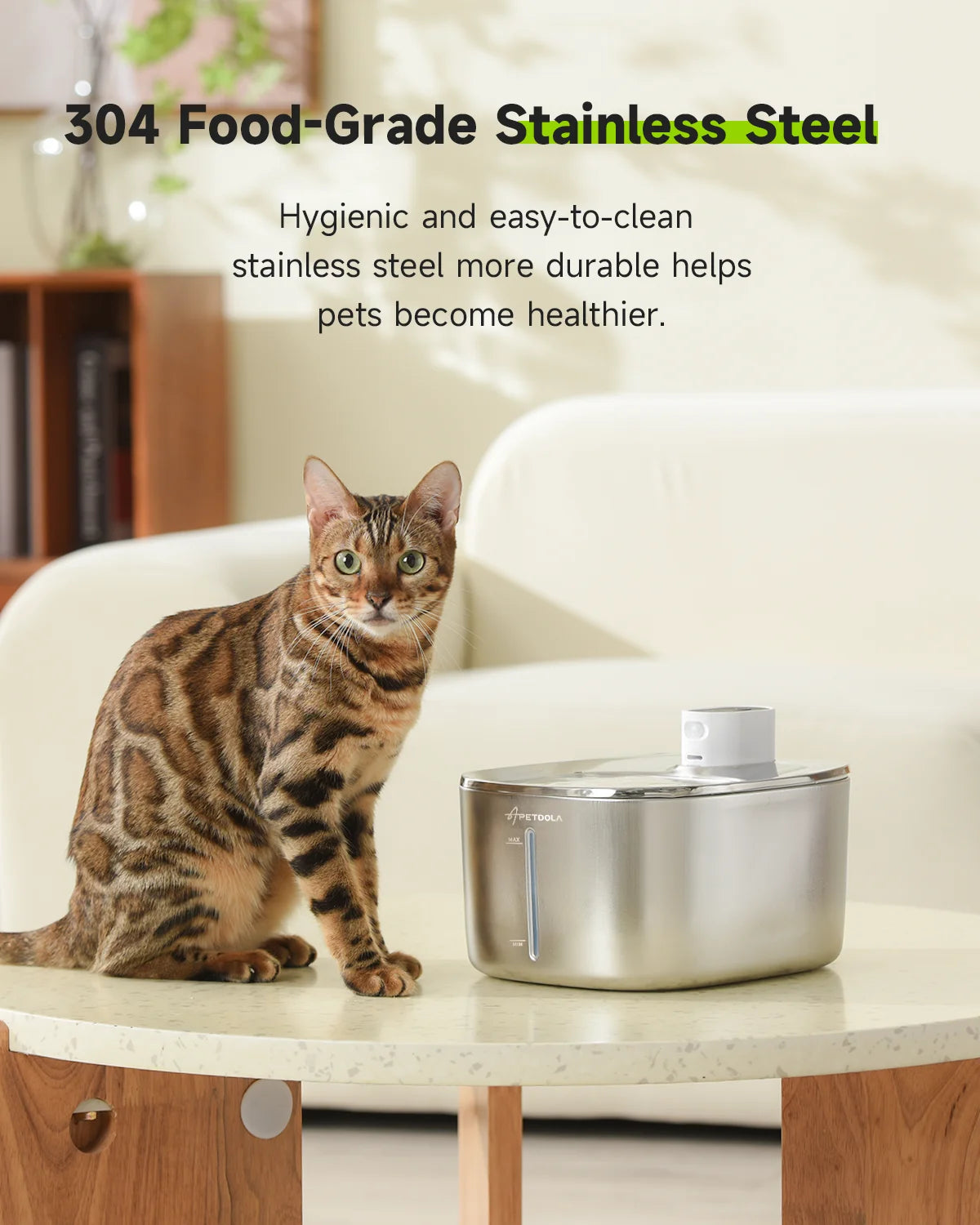 APETDOLA La Fontaine à Eau pour Chat avec Capteur Automatique, Ultra Silencieux.
