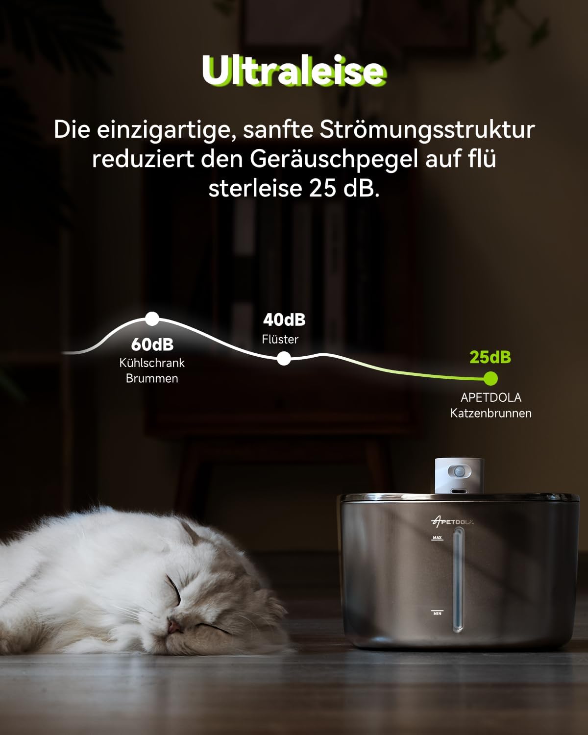 APETDOLA La Fontaine à Eau 4L pour Chat avec Capteur Automatique, Ultra Silencieux.