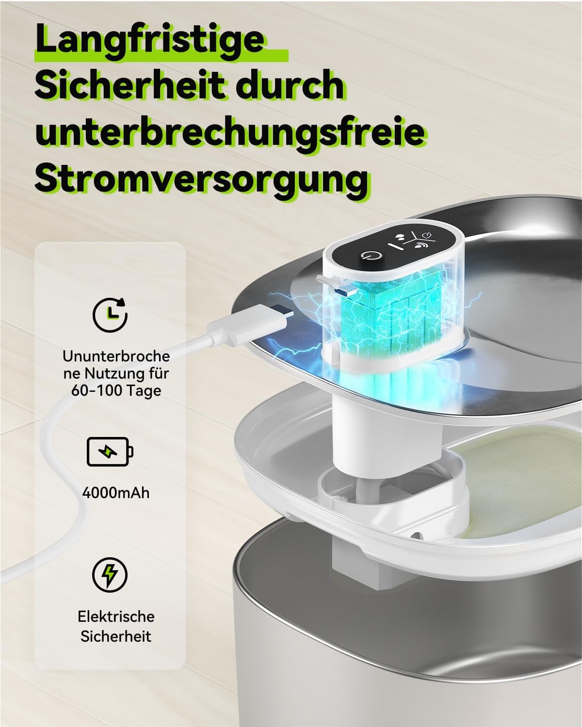 APETDOLA La Fontaine à Eau 4L pour Chat avec Capteur Automatique, Ultra Silencieux.