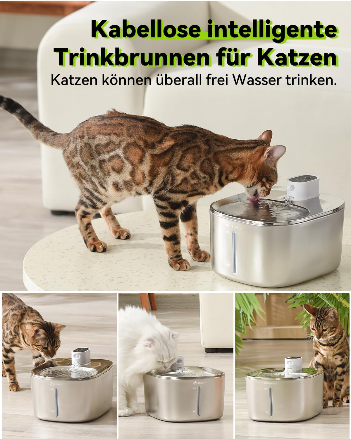 APETDOLA La Fontaine à Eau 4L pour Chat avec Capteur Automatique, Ultra Silencieux.