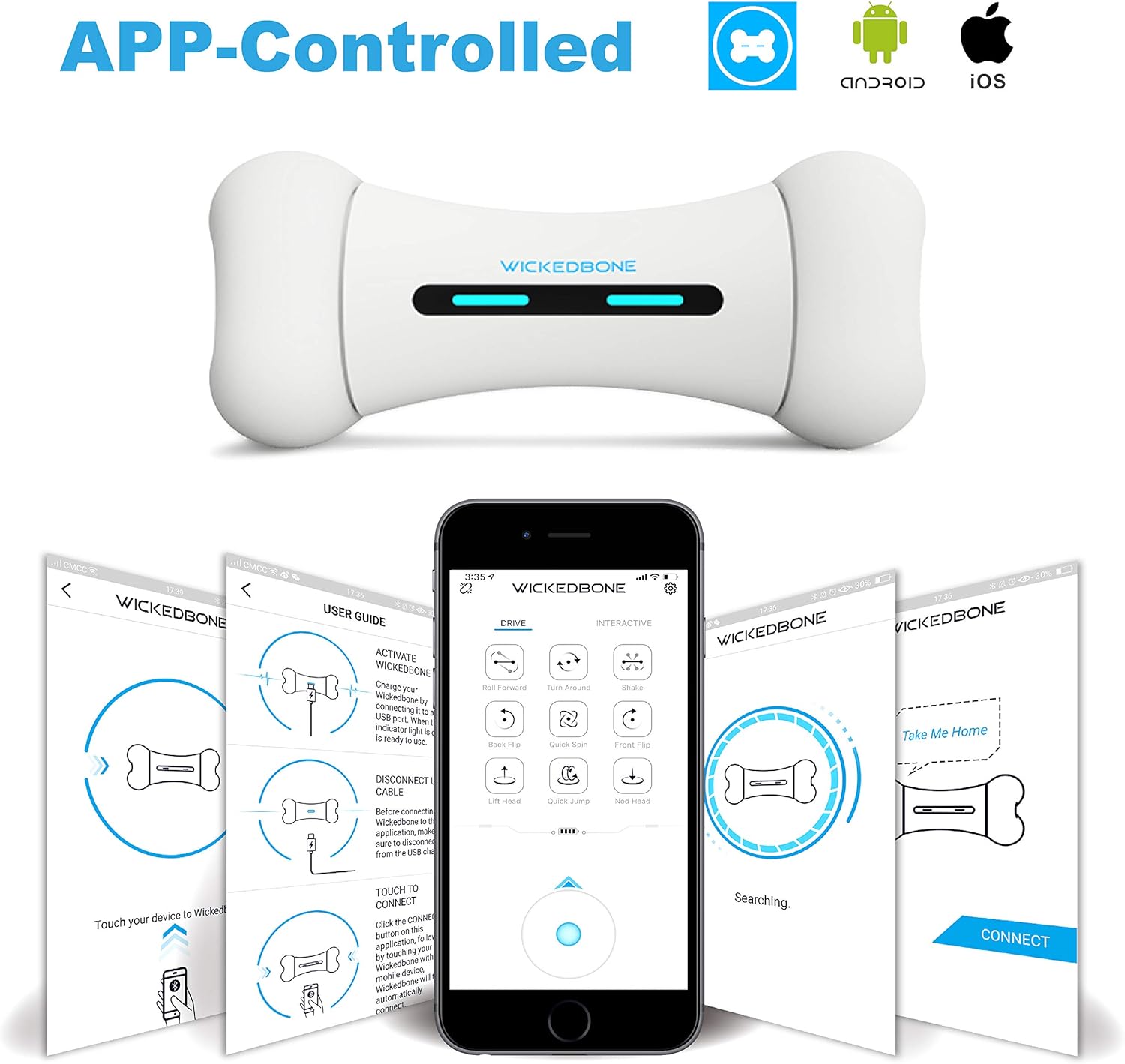 Wickedbone-Jouets intelligents automatiques et interactifs Sophia pour chiens et chats, contrôle d'a